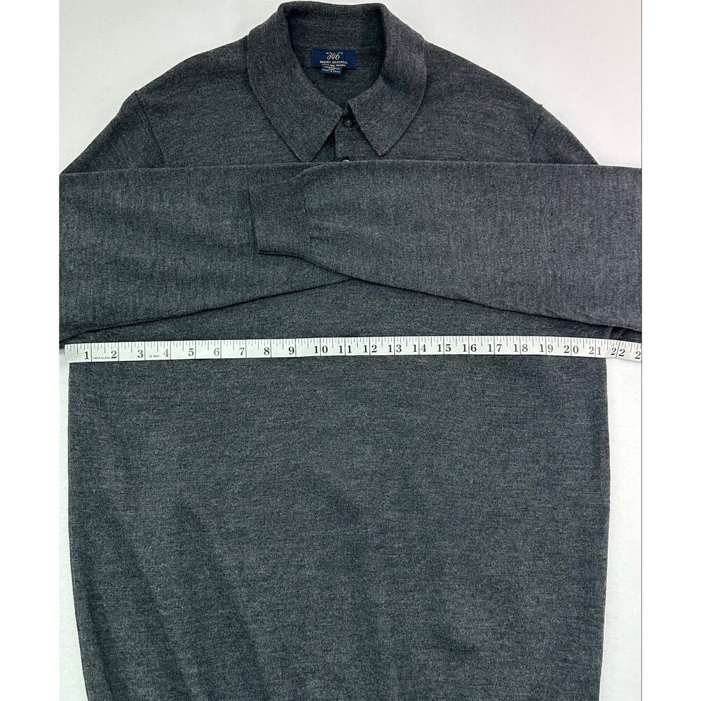 Brooks Brothers 346 Extra Fine Merino Wool Long Sleeve Polo Sweater Gray XL - Picture 7 of 8